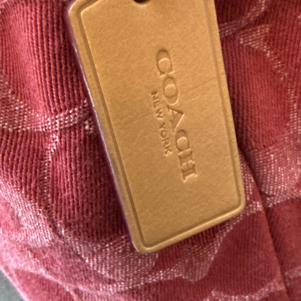 Coach Red Denim Mini Faye Drawstring Bag Crossbody NWT - Picture 7 of 10